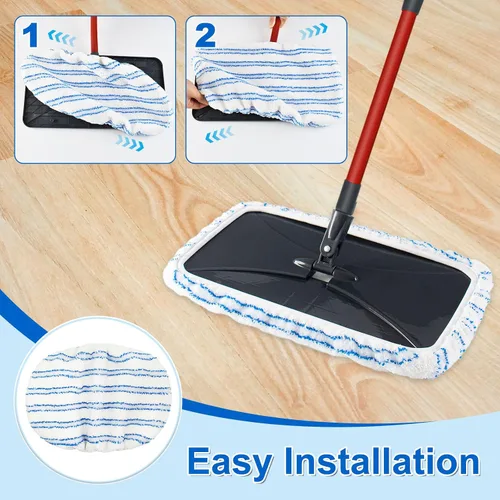 Miniatura 5 de Microtrapos de microfibra planos para limpieza de pisos Ocedar para pisos de madera y más, trapo plano de superficie grande para polvo con 2 Azul
