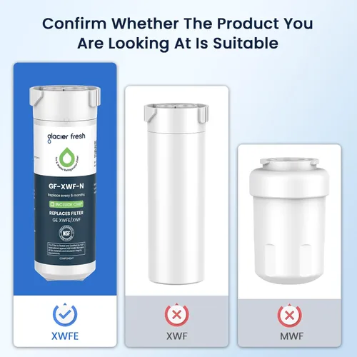 Miniatura 3 de GLACIER FRESH Filtro de agua compatible con XWFE (con CHIP incorporado), reemplazo para filtro de agua de refrigerador GE XWFE, XWF, Certificación