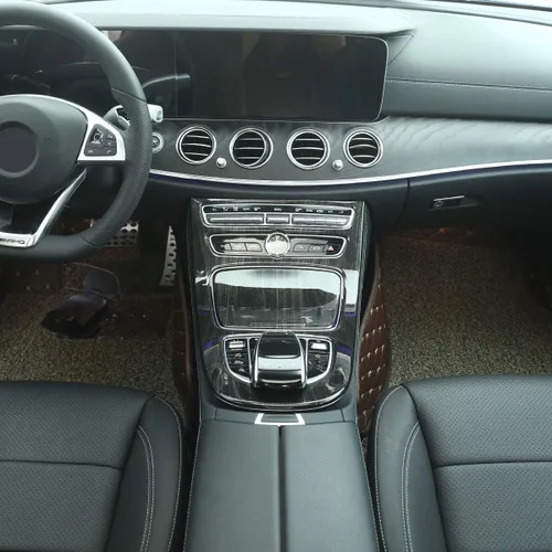 Miniatura 4 de YIWANG Adhesivos ABS de grano de madera negra para consola central de engranajes, marco de marco, 2 unidades para Mercedes Benz Clase E W213