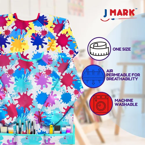 Miniatura 4 de J MARK Delantal de pintura de arte impermeable, paquete de 2 unidades, manga larga para artes y manualidades