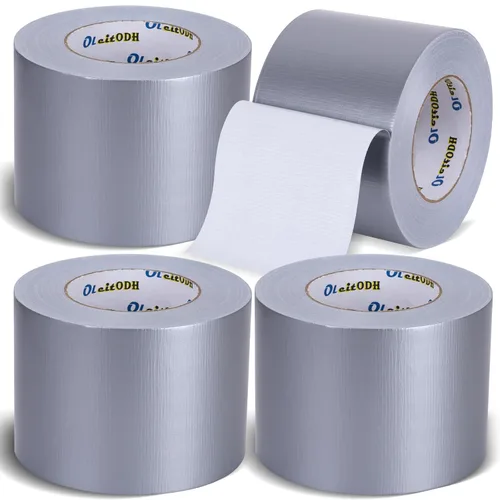 Cinta adhesiva plateada de 4 pulgadas, paquete de 4 cintas adhesivas resistentes, totales de 220 yardas, 8.3 mil de grosor, fuerte, flexible, sin