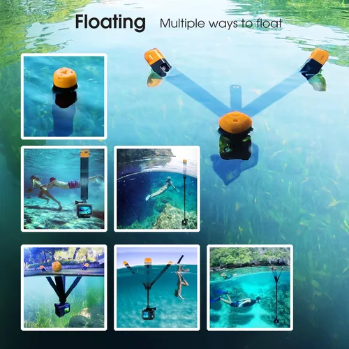 Miniatura 3 de SOONSUN Trípode flotante 4 en 1 para GoPro Hero 13 12 11 10 9 8 7 6 5 4 Session Max, AKASO, SJCAM cámara de acción, extensión impermeable monopie
