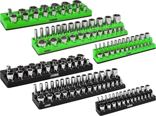 Miniatura 9 de ARES 70236 - Organizador magnético para 16 vasos SAE de 1/2 pulgada, para 15 vasos y 1 adaptador para vaso, mantiene tu caja de herramientas
