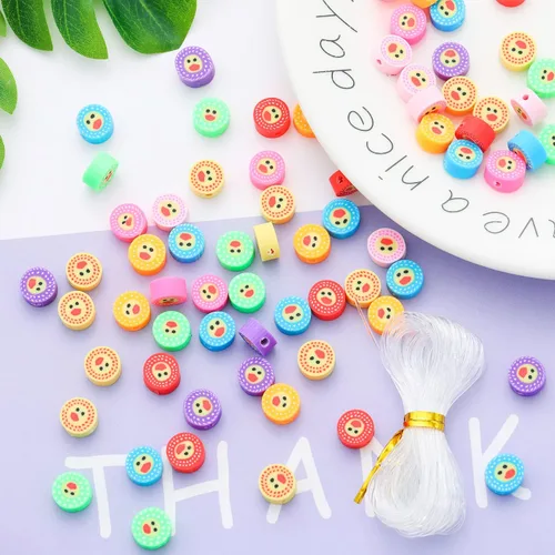 Miniatura 53 de 100 piezas de cuentas espaciadoras de arcilla polimérica de animales para joyería de mujer, pulseras, collares, aretes, accesorios de bricolaje