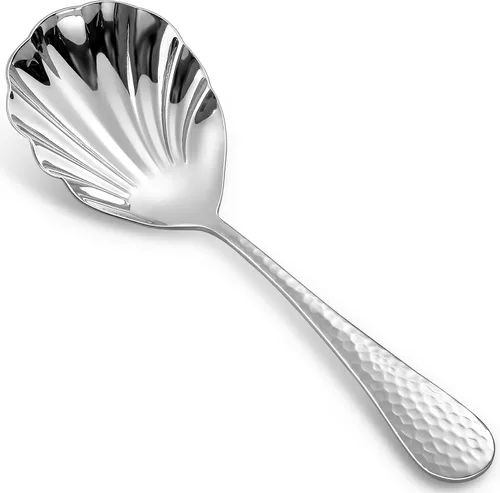 KEAWELL Cuchara martillada prémium para verduras de 8.5 pulgadas, acero inoxidable 18/10, exquisita mezcla de elegancia y funcionalidad, apta para