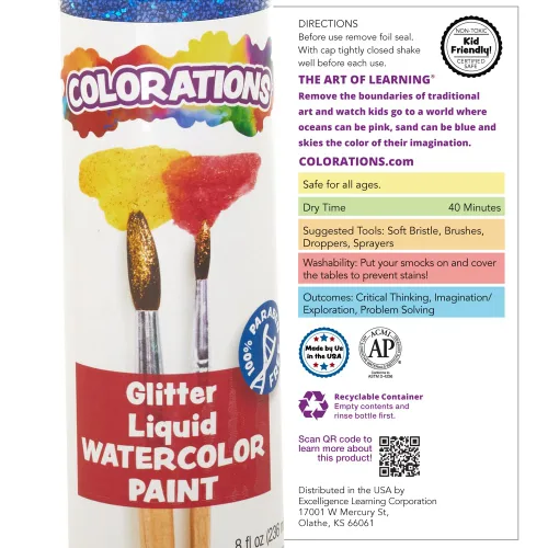Miniatura 4 de Colorations Pintura líquida para acuarela sin parabenos, juego de 8 colores vibrantes, 8 onzas líquidas, no tóxica y fabricada en los Estados Unidos