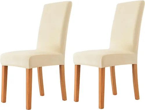 Miniatura 6 de Velvet Chair Covers Beige Gray, Stretch Dining Room Chair Covers 2 Pack, Super Fit Dining Chairs Slipcovers Spandex Washable Kitchen Parson Chair