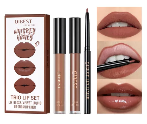 Kit de labios todo en uno, 3 en 1, delineador de labios suave y lápiz labial con lápiz labial líquido de terciopelo mate, brillo labial hidratante