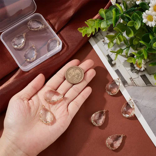 Miniatura 3 de BENECREAT Colgantes de Cristal de Latón con Dijes, Dijes Facetados en Forma de Gota de Lágrima para Hacer Joyas Accesorios DIY, Latón, vidrio