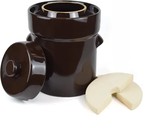 Fermentation Crock Jar 10 litros/2.6 galones – Olla de gres para fermentación, decapado de kimchi, encurtidos, verduras, kombucha – fermentador