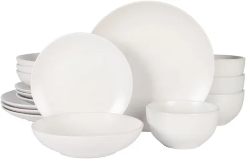 Miniatura 22 de Gibson Home Dempsey Road - Juego de vajilla de gres de 12 piezas – Servicio para 4, platos y cuencos redondos negros, juego moderno de platos