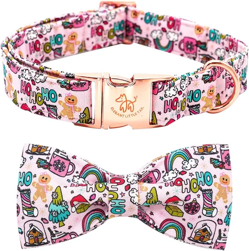Miniatura 7 de Collar para perros Elegant little tail, collar navideño para perros con flor roja, collar festivo para mascotas, collar con lazo para perros, collar