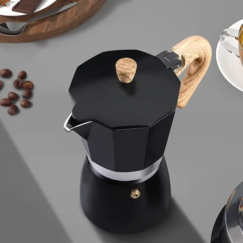 Miniatura 8 de Moka - Cafetera de café italiano, cafetera italiana, cafetera de 6 tazas/10 onzas, estufa de aluminio, cafetera para camping, cafetera cubana manual