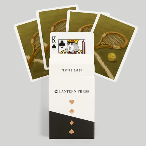 Miniatura 6 de Lantern Press Raqueta de tenis, pintura al óleo (52 cartas de juego, baraja de cartas de tamaño póker con comodines)