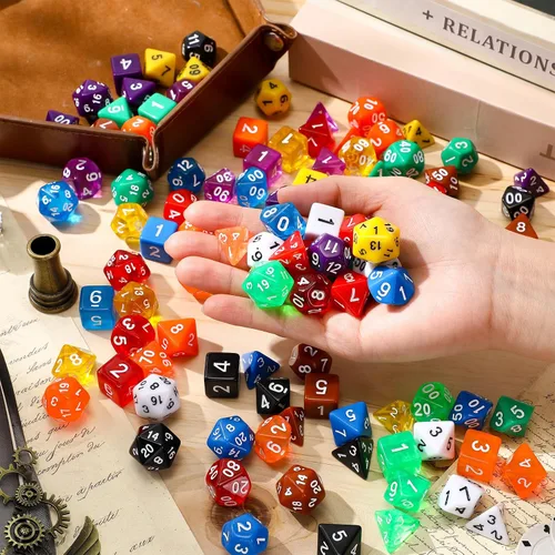 Miniatura 5 de 105 piezas, conjuntos de dados a granel, dados poliédricos con bolsa con cordón, juego de mesa de rol múltiple D4 D6 D8 D10 D% D12 D20