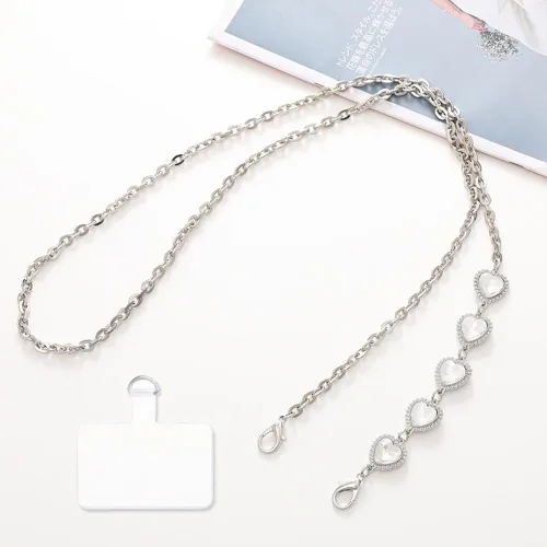 Miniatura 7 de Cadena Cruzada para Teléfono Celular Cordón para Teléfono, Correa Universal de Cuero + Metal para el Hombro con Parches de Sujeción para Teléfono (E)