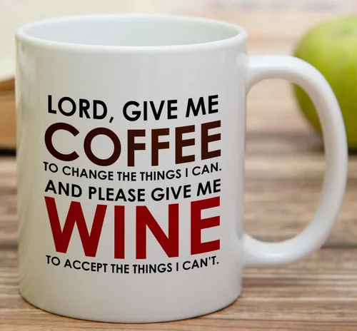 Miniatura 3 de Retreez Taza divertida – Lord, Give Me Coffee and Please Give Me Wine - Tazas de café de cerámica de 11 onzas – Divertido, sarcasmo, sarcástico
