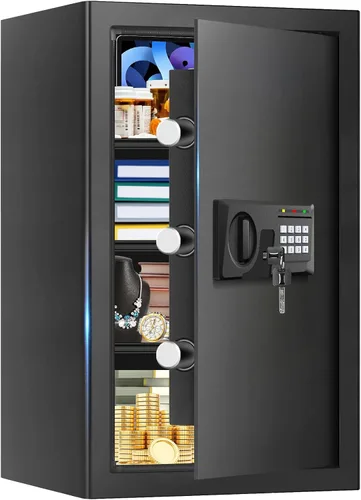 Miniatura 10 de 1.6 pies cúbicos Cajas de seguridad a prueba de fuego para USO DOMÉSTICO, Caja de Seguridad Digital Antirrobo con Teclado Programable y Llaves