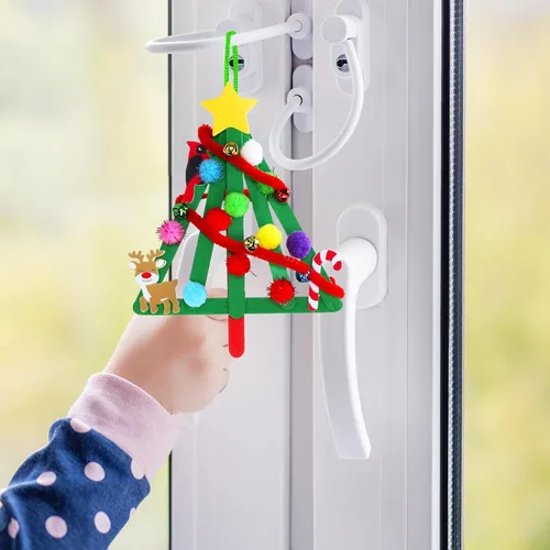 Miniatura 6 de Winlyn 27 juegos de manualidades de Navidad, manualidades de invierno, palillos de paleta, adornos de árbol de Navidad, juegos de arte, palos