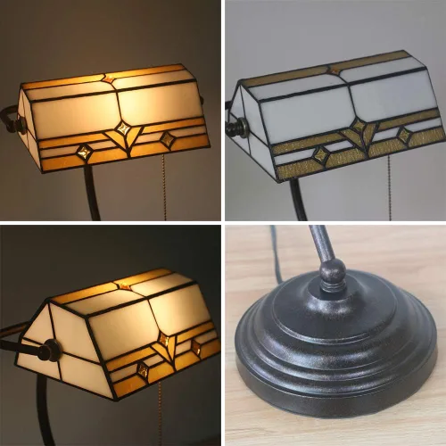 Miniatura 3 de Baroque Stained Glass Deskp with Pull Cswitch Style Bankerp for Liviroom Office Bedroom Antzinc Base Traditional Tablep for Bedside or Desk Use/I