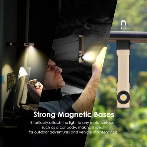Miniatura 7 de HOTLIGH Linterna recargable magnética - 700 lúmenes linterna LED con diseño de clip, linterna plana para reparación de coches/campamento/emergencia