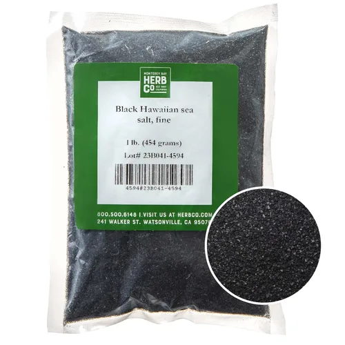 Miniatura 2 de Monterey Bay Herb Co. Sal marina hawaiana negra Sal de lava negra para alimentos asados y a la parrilla Sal de acabado o uso cosmético 1/4 lb