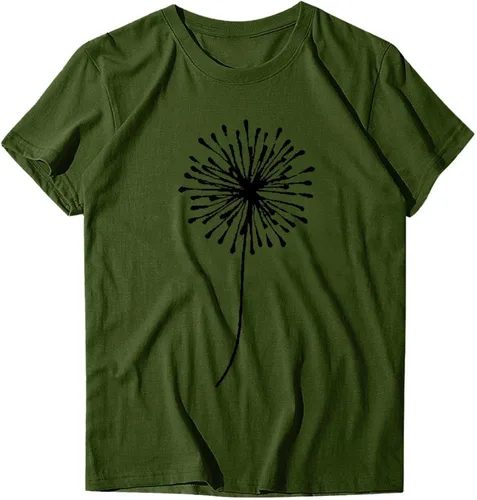 Miniatura 2 de Tops de verano para mujer, con estampado de girasoldiente de león, manga corta, cuello redondo, casual, blusa para salir