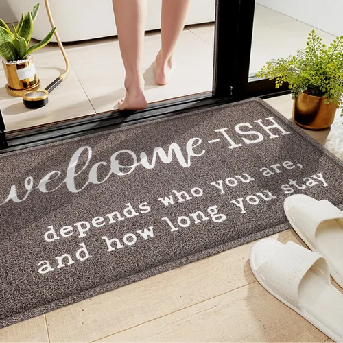 Miniatura 6 de JJUUYOU Felpudo de bienvenida para puerta delantera, entrada al aire libre, Welcome Ish Depends Who You are, tapete antideslizante de goma