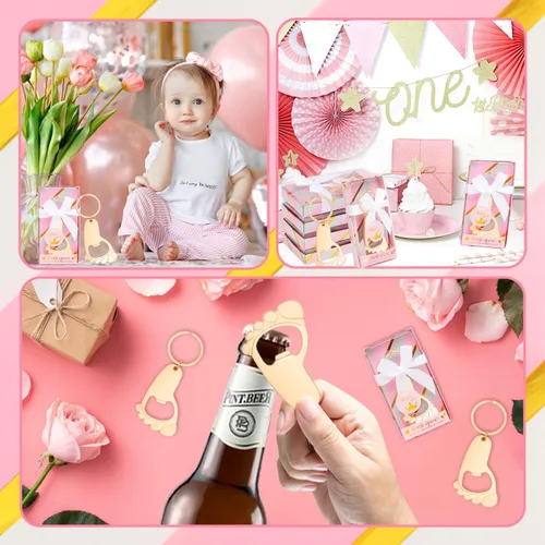 Miniatura 6 de 24 llaveros de pie para bebé, abrebotellas, abrebotellas de pie pequeño, llavero de recuerdo para invitados, baby shower, regalo de regreso para Rosa