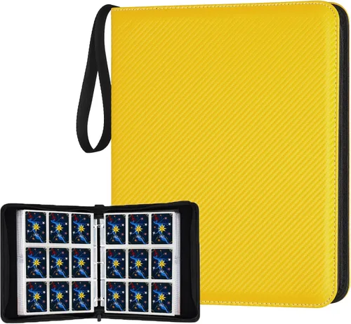 Miniatura 31 de GERMUN Carpeta de 4 bolsillos para tarjetas, carpeta de tarjetas de intercambio con cremallera premium, carpeta de colección de tarjetas de 400 4
