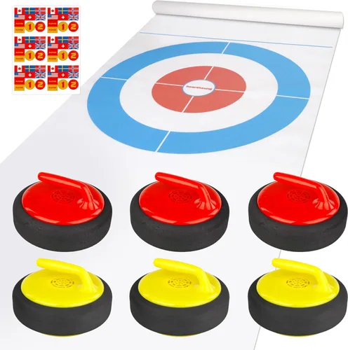 HearthSong Curling Zone - Juego de rizadores flotantes con pilas para interiores - Divertido juego familiar para niños y adultos - 6 piedras rizadas