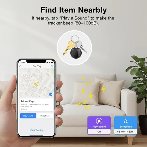 Miniatura 4 de Rastreador de coche compatible con Apple Find My (solo iOS), dispositivo de seguimiento GPS con funda magnética oculta, localizador antirrobo, sin