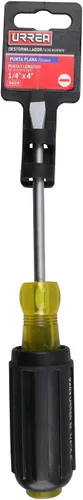 Miniatura 5 de URREA Destornillador ranurado - Destornillador de cabeza plana de punta de 1/4 pulgadas con mango redondo de 4 pulgadas de largo y mango de agarre