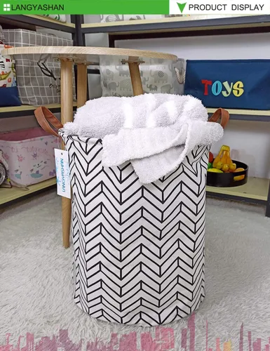 Miniatura 4 de Cesta de Ropa Sucia de Tela de Lona Plegable Organizadora para Contenedor de Almacenamiento Contenedores de Juguetes Cestas de Regalo Ropa