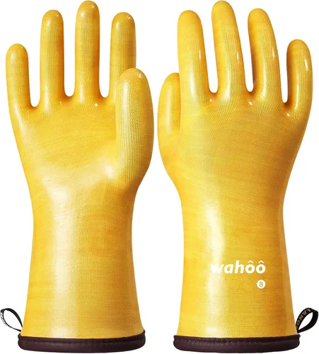 Miniatura 14 de LANON Protection Wahoo Guantes de silicona líquida para horno ahumador, grado de contacto con alimentos, guantes resistentes al calor para cocinar