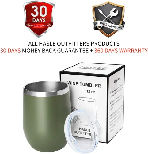 Miniatura 7 de HASLE OUTFITTERS Vaso de vino de 12 onzas con tapa, copas de vino sin tallo, tazas de viaje al vacío de doble pared, taza de café de acero Acero