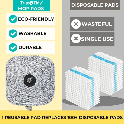 Miniatura 9 de True & Tidy TrueClean - Trapeador giratorio 2.0 con cubo interior desmontable, autoportante, separa el agua limpia y sucia, cabezal de trapeador