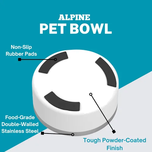 Miniatura 3 de Alpine Juego de 2 cuencos de acero inoxidable para perros, antideslizantes, cuenco de metal para mascotas para alimentos y agua, aislamiento de Azul