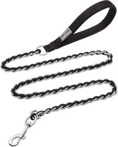 Miniatura 17 de Correa de cadena para perro a prueba de mordidas para perros medianos y grandes, cadena de eslabones antimasticación de 5.2 pies/4 pies, fuerte