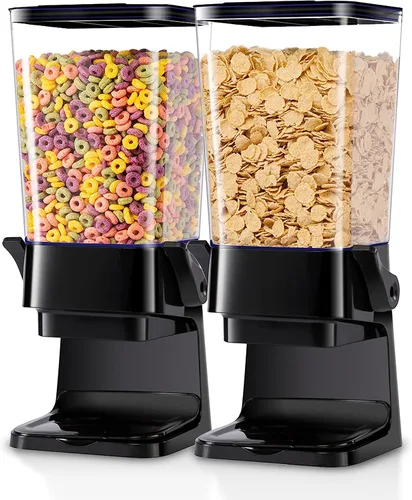 Miniatura 10 de Dispensador de cereales de 5L para encimera con tapas, contenedores de organización y almacenamiento para cocina y despensa, dispensador de arroz