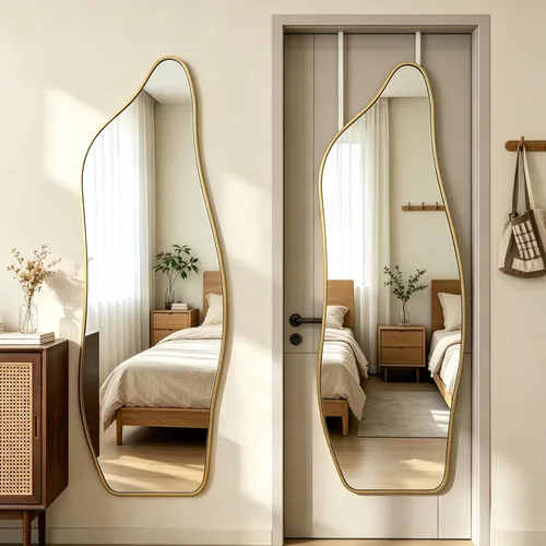 Miniatura 12 de Dolphin Shape Full Length Door Mirror 16"x48", Metal Frame with Protective Film, No-Drilling Hanging or Wall Mount, Hooks & Hardware Included, Full