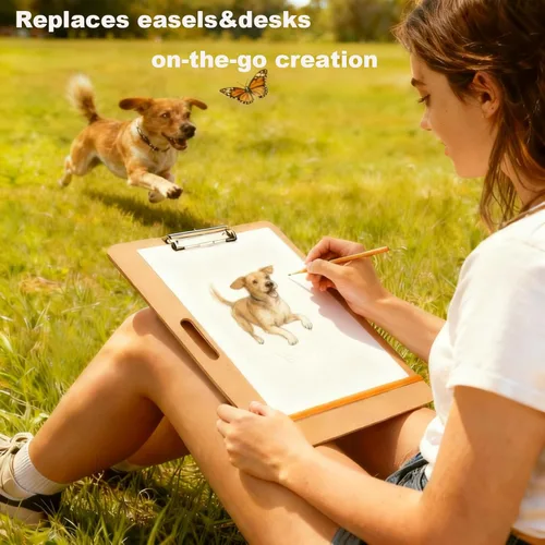 Miniatura 4 de HXILAJM Tablero de dibujo de 13 x 17 pulgadas con asa, tablero de dibujo portátil para artistas con clip ajustable y bandas de goma, suministros