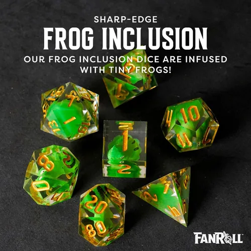 Miniatura 2 de FanRoll - Juego de dados DND de resina de borde afilado: dados de rana, dados de juego de rol para Calabozos y Dragones