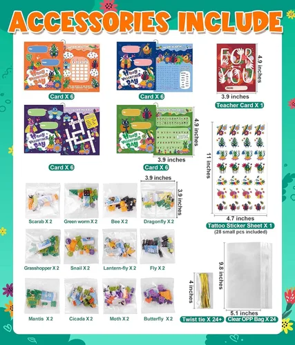 Miniatura 3 de Colplay Paquete de 24 regalos para el día de San Valentín, bloques de construcción de insectos con tarjetas de San Valentín, calcomanías