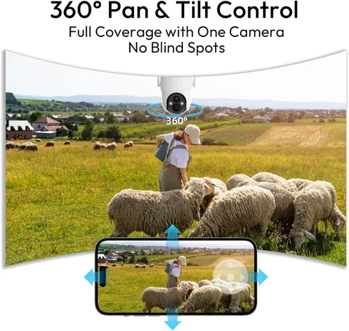 Miniatura 6 de Rraycom Cámara de seguridad celular 4G LTE inalámbrica para exteriores, sin WiFi, con energía solar, vista en vivo de 360°, visión nocturna a