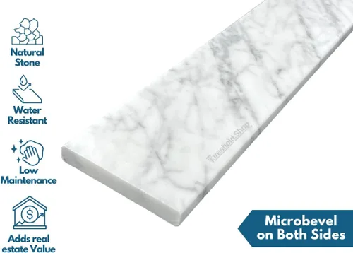 Miniatura 2 de Borde de ducha de 60 pulgadas de mármol blanco italiano de Carrara para sistemas de bandeja de ducha Schluter Kerdi y azulejos Redi