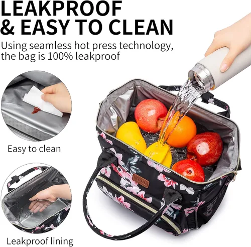 Miniatura 5 de MCBD Lonchera térmica para mujer, bolsa grande de 3 vías de transporte, mochila enfriadora reutilizable a prueba de fugas con correa ajustable