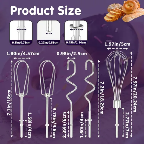 Miniatura 3 de 5 accesorios para batidora de mano Kitchenaid, batidores profesionales de repuesto, batidores de batidor y masa, batidores de repuesto para batidora