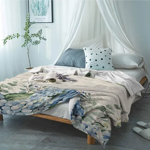 Miniatura 4 de Super Soft Flannel Fleece Blanket, Farmhouse Eucalyptus Blue Hydrangea Plants Linen Lightweight Blankets, Cozy Microfiber Plush Throw Blankets for