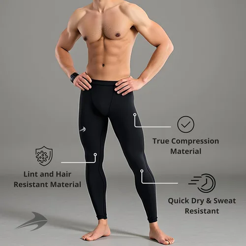 Miniatura 6 de CompressionZ Pantalones de compresión para hombre, para entrenamiento, deportes Leggings de capa base para correr